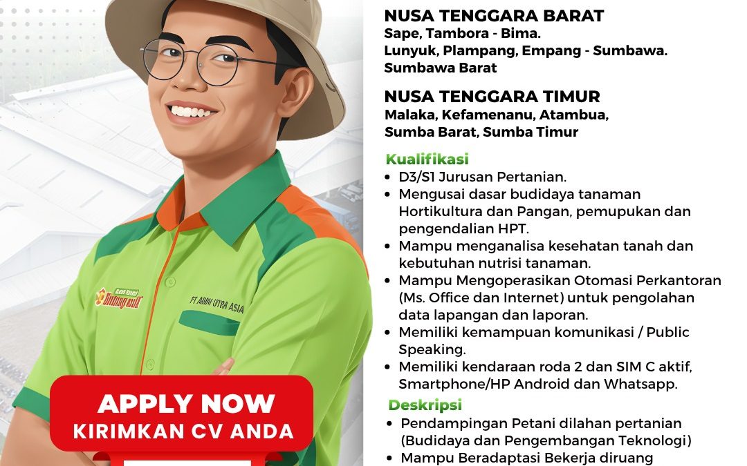 PT Benih Citra Asia Buka Lowongan Marketing Support untuk Wilayah NTB dan NTT